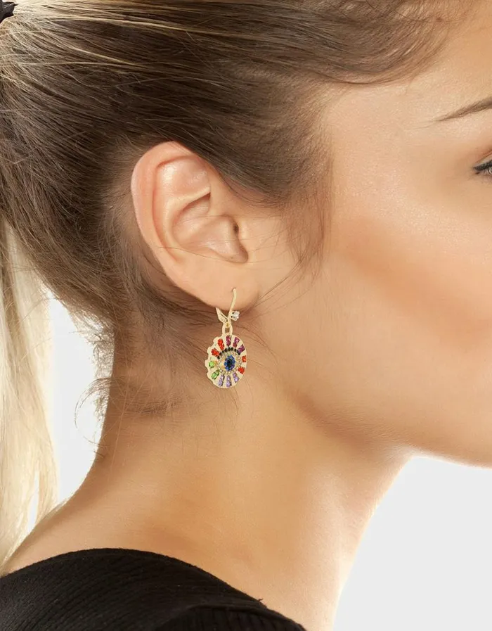 Betsey Johnson Women LUCKING OUT EYE LEVER BACK EARRINGS MULTI Betsey Johnson Women LUCKING OUT EYE LEVER BACK EARRINGS MULTI