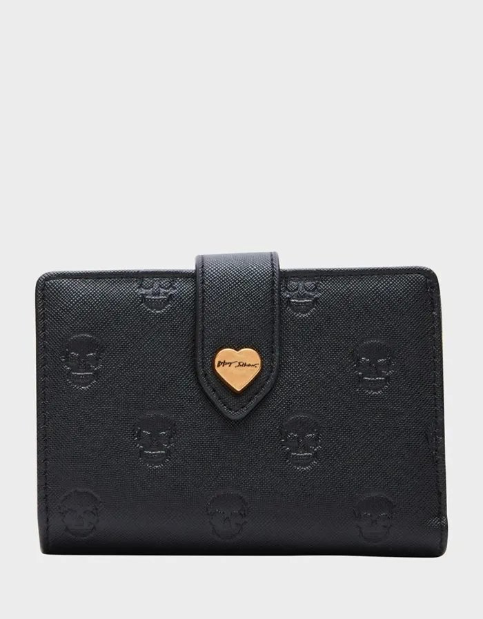 Betsey Johnson Women SKULLICIOUS BIFOLD WALLET BLACK