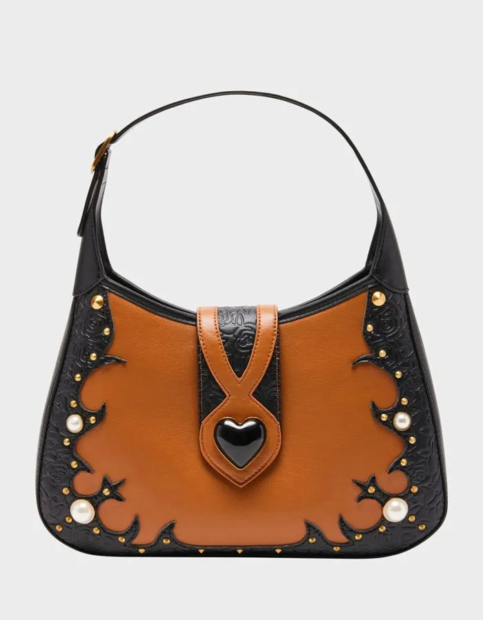 Betsey Johnson Women WESTERN SHOULDER BAG BROWN Brown