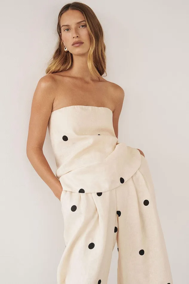 BEVERLY CREAM SPOT STRAPLESS TOP Women DISSH Co Ord Sets