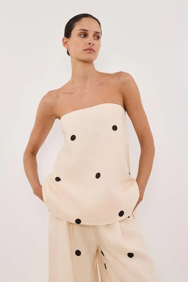 BEVERLY CREAM SPOT STRAPLESS TOP Women DISSH Co Ord Sets