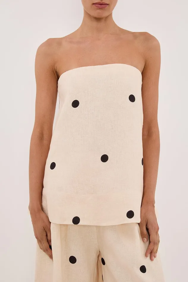BEVERLY CREAM SPOT STRAPLESS TOP Women DISSH Co Ord Sets