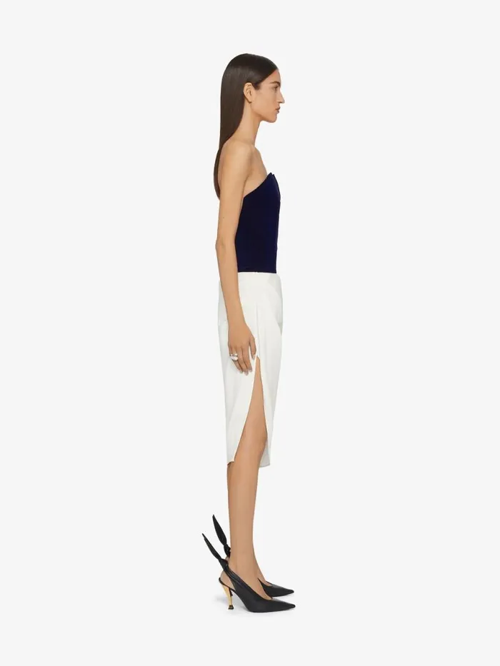 BiMaterial Bustier Asymmetric Dress Dark Navy Women Givenchy Dresses