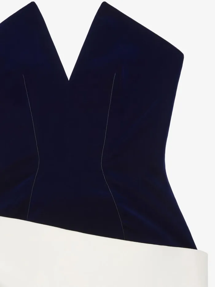 BiMaterial Bustier Asymmetric Dress Dark Navy Women Givenchy Dresses
