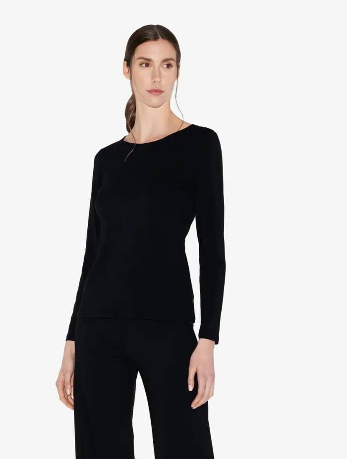 Black Cotton Longsleeved Top Sleepwear La Perla Camisoles
