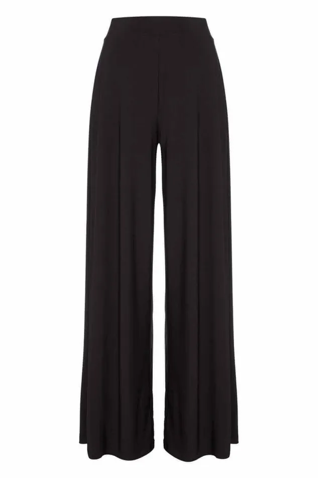 Black Elastic Waist Wide Leg Stretch Trousers Women Roman Trousers