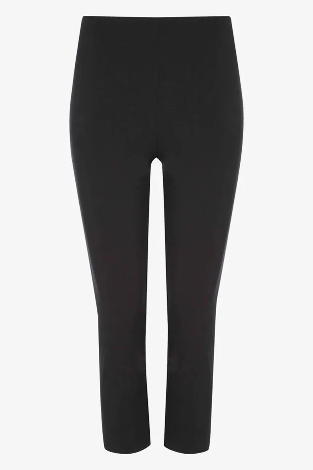 Black Petite Elastic Waist Stretch Cropped Trouser Women Roman Coords