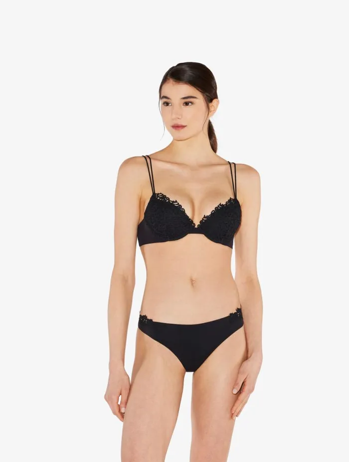 Black Pushup Bra With Macram Lingerie La Perla Padded