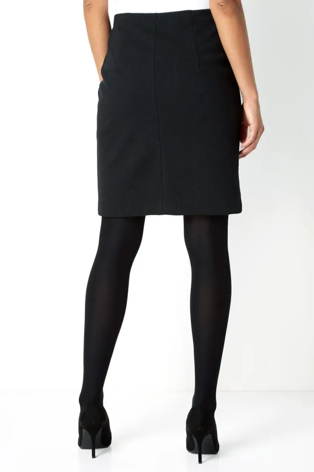 Black Short Textured Elastic Waist Jersey Skirt Women Roman Skirts