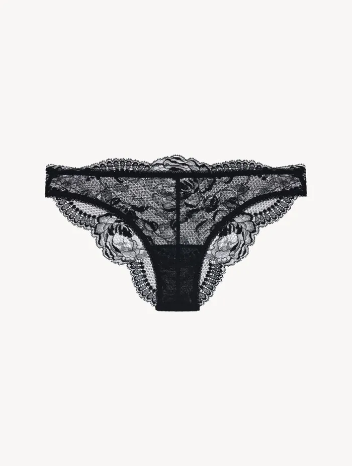 Black Stretch Leavers Lace And Tulle Brazilian Briefs Lingerie La Perla Brazilian