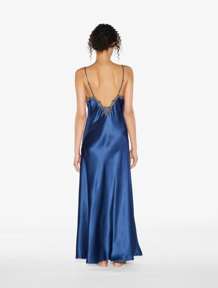 Blue Long Nightgown With Frastaglio Sleepwear La Perla Slips and Dresses