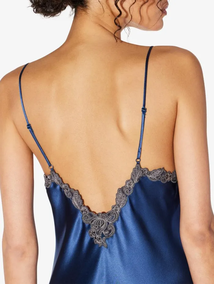Blue Long Nightgown With Frastaglio Sleepwear La Perla Slips and Dresses