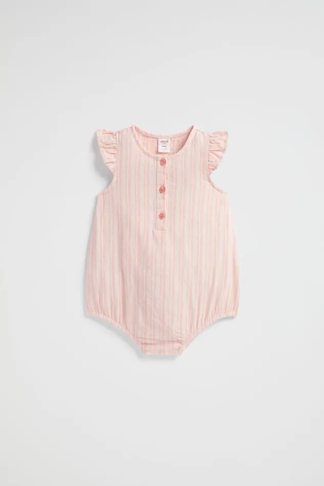 Bodysuits and Onesies Newborn Seed Heritage Stripe Frill Romper Bright Peach