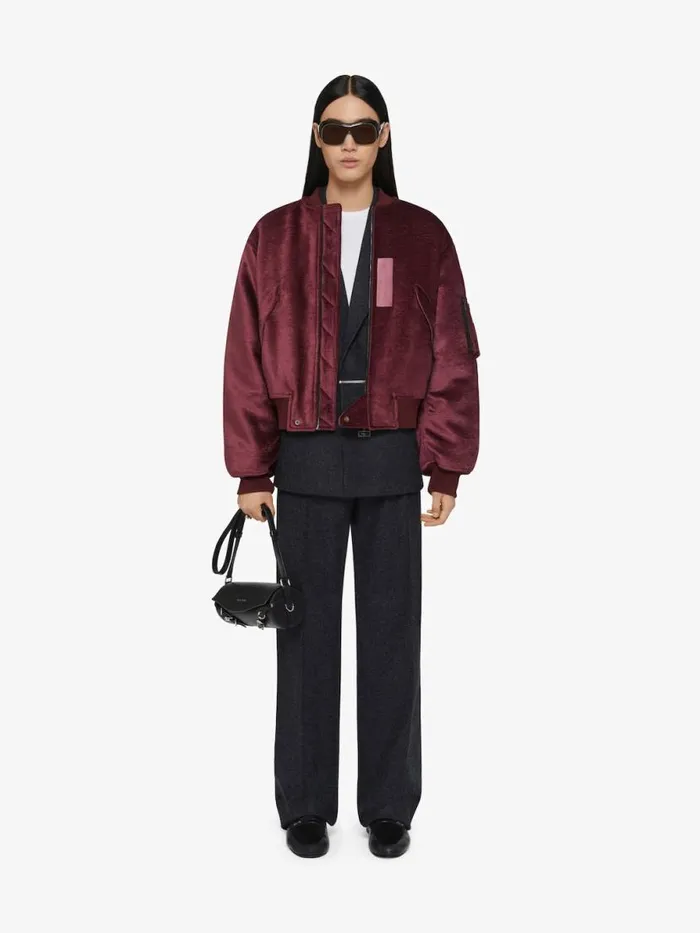 Bomber In Chenille Velvet Old Pink Men Givenchy Coats and Jackets