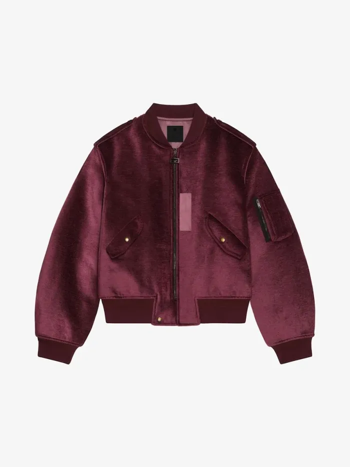 Bomber In Chenille Velvet Old Pink Men Givenchy Coats and Jackets