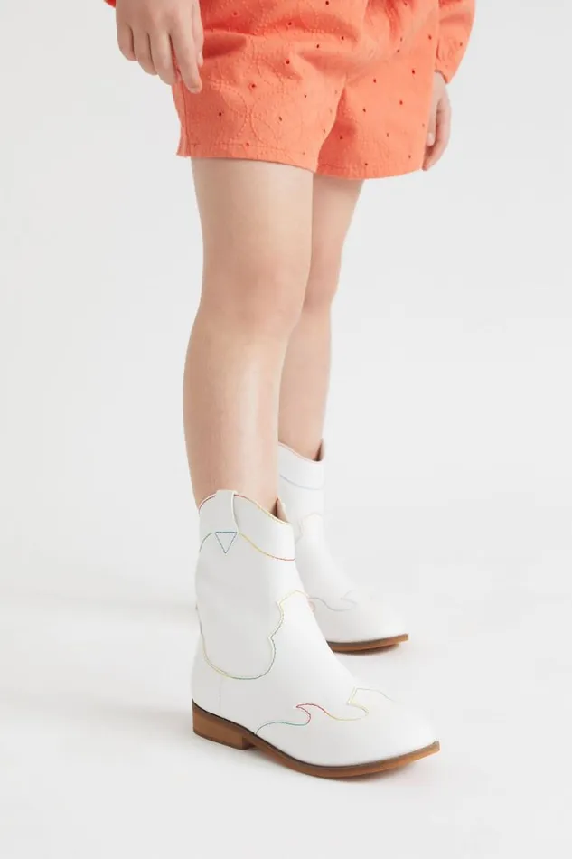 Boots Girl Seed Heritage Rainbow Stitch Cowboy White