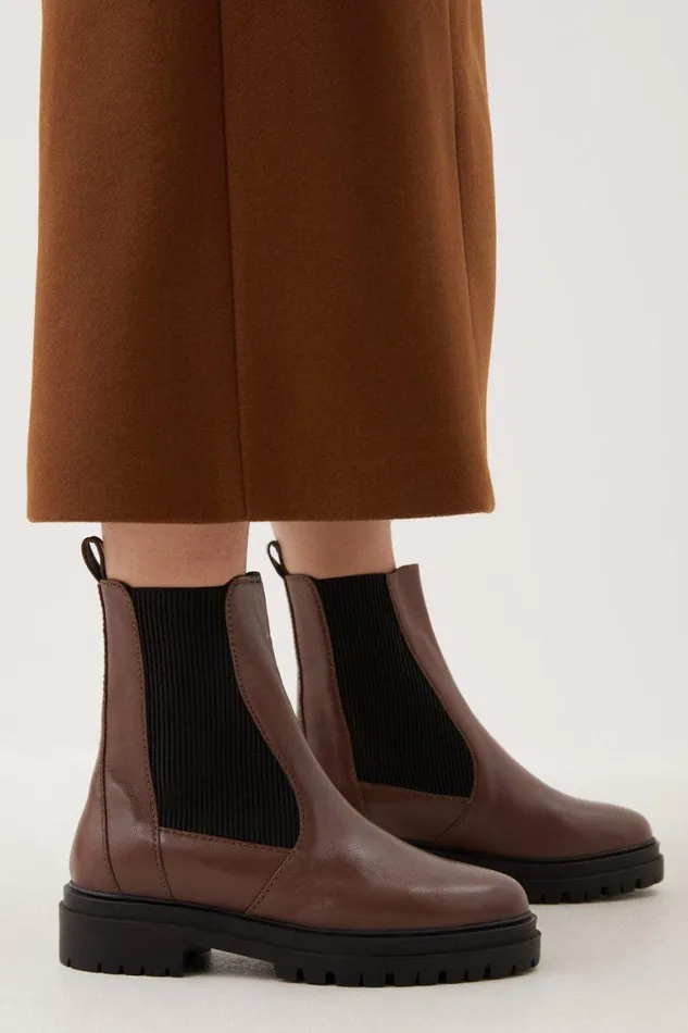 Boots Women Karen Millen Leather Chunky Chelsea Boot Brown