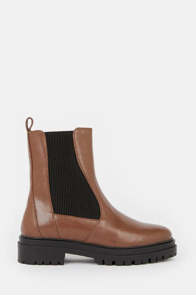 Boots Women Karen Millen Leather Chunky Chelsea Boot Brown