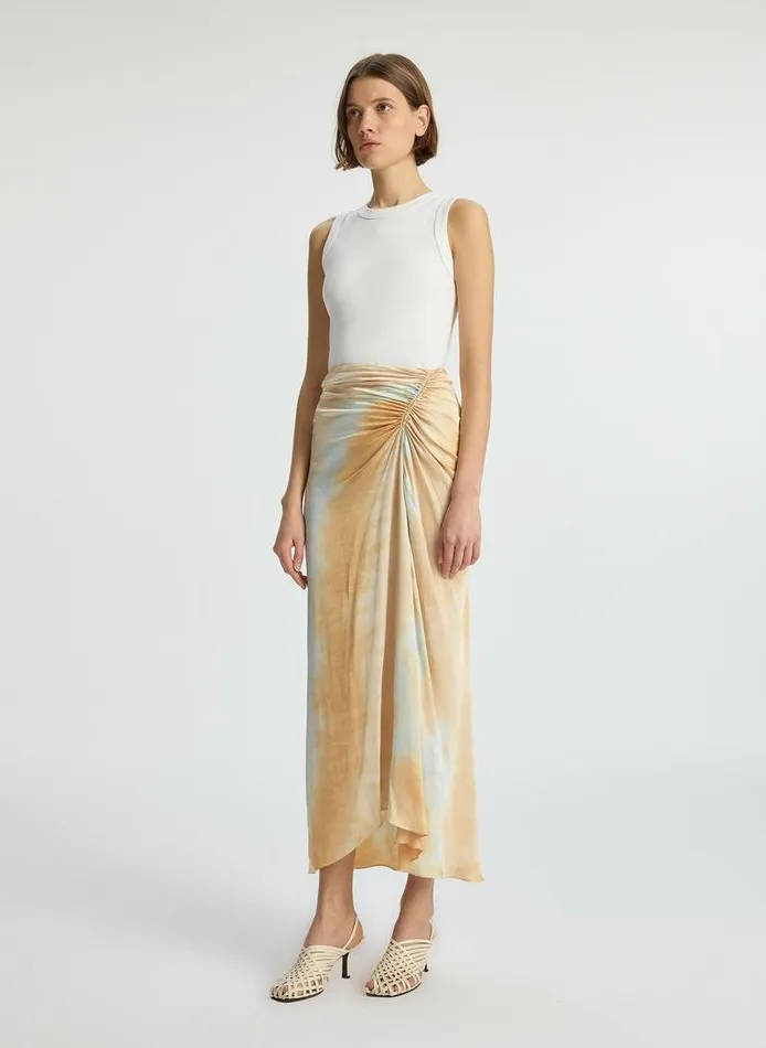 Bottoms Women ALC Grace Satin Midi Skirt Blue Bottoms Women ALC Grace Satin Midi Skirt Blue