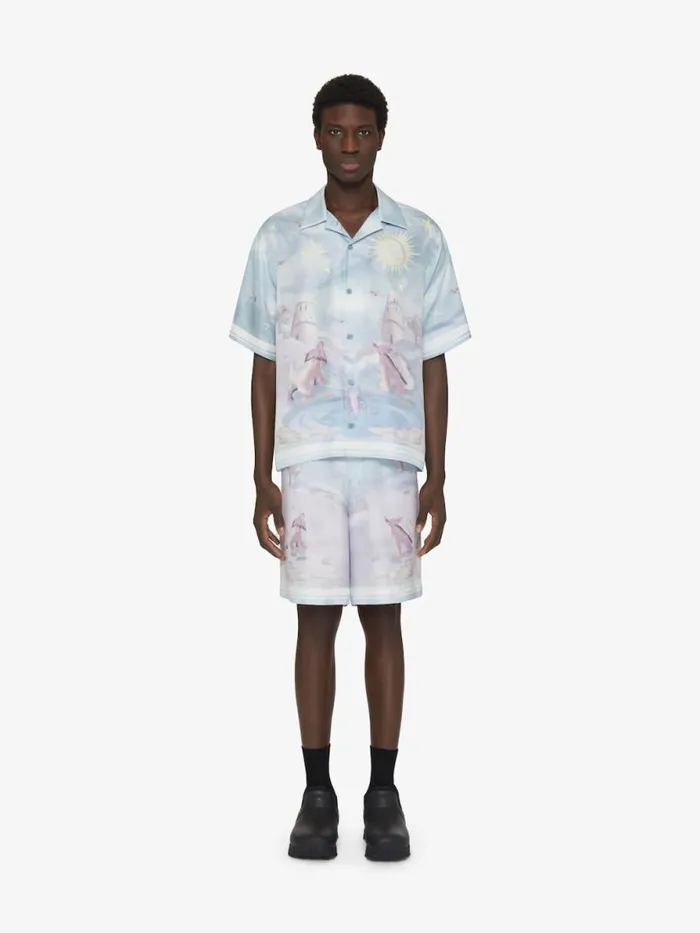Boxy Fit Printed Shirt In Silk Multicolored Men Givenchy Shirts