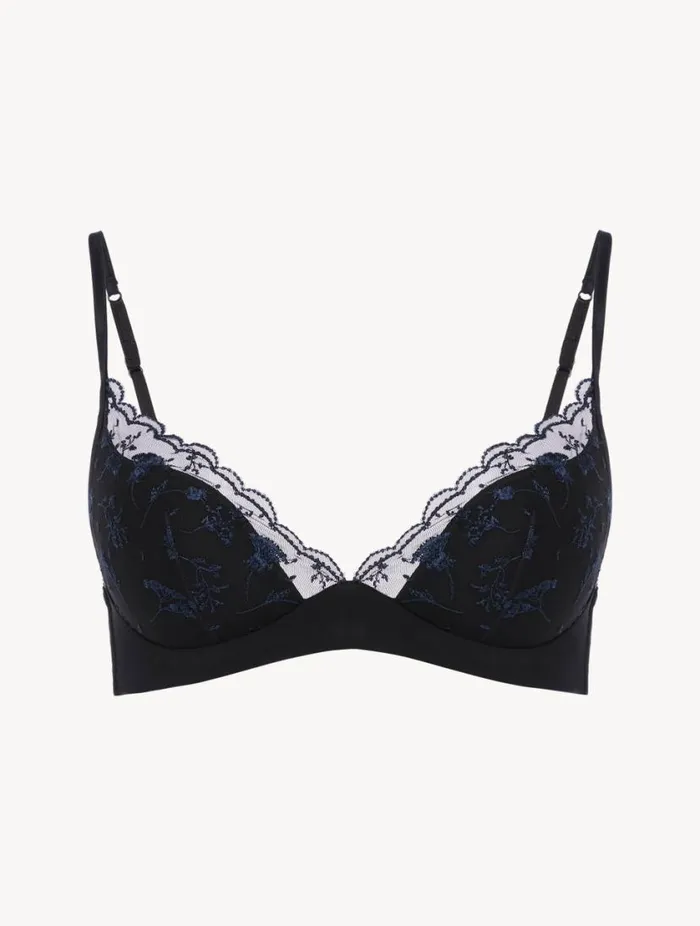 Bralette In Onyx With Embroidered Tulle Lingerie La Perla Bralette