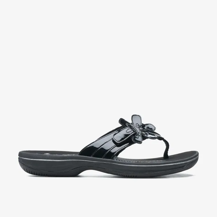 Brinkley Flora Black Patent Women Clarks Sandals and Flip Flops