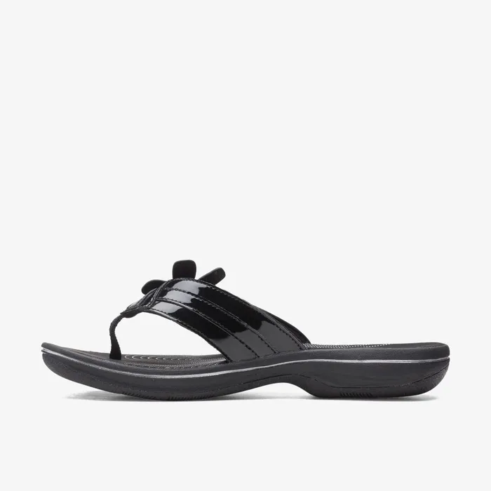 Brinkley Flora Black Patent Women Clarks Sandals and Flip Flops