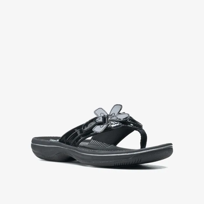 Brinkley Flora Black Patent Women Clarks Sandals and Flip Flops