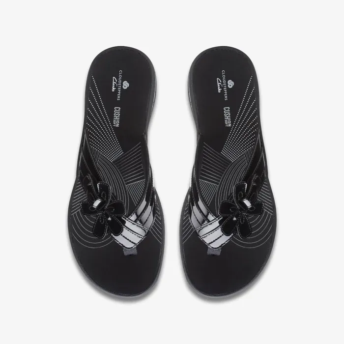 Brinkley Flora Black Patent Women Clarks Sandals and Flip Flops