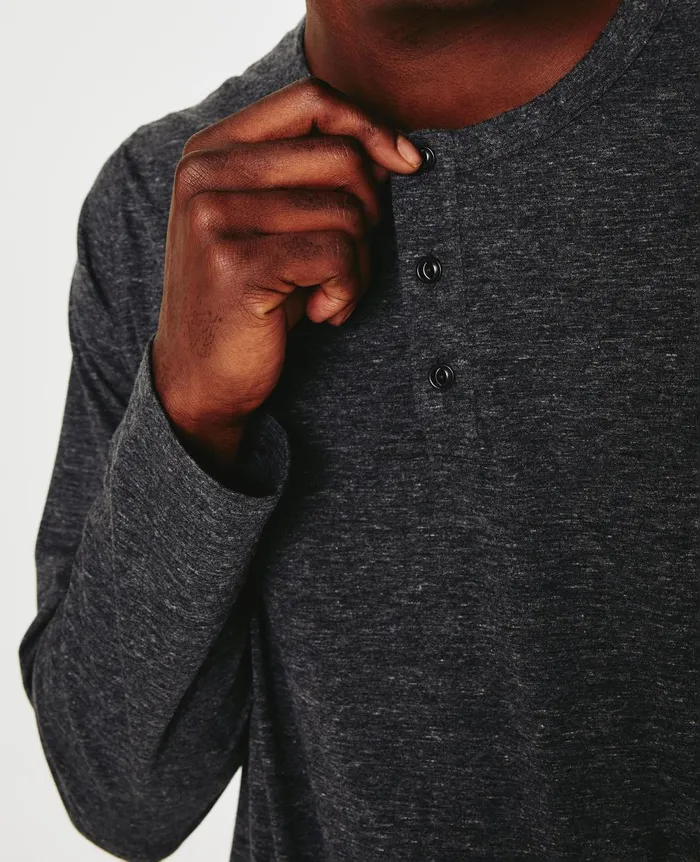 Bryce Long Sleeve Henley Heather Charcoal Men AG Jeans Tees Bryce Long Sleeve Henley Heather Charcoal Men AG Jeans Tees