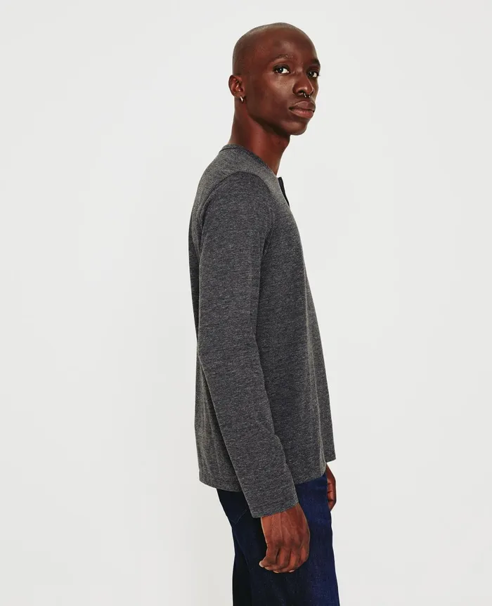 Bryce Long Sleeve Henley Heather Charcoal Men AG Jeans Tees Bryce Long Sleeve Henley Heather Charcoal Men AG Jeans Tees