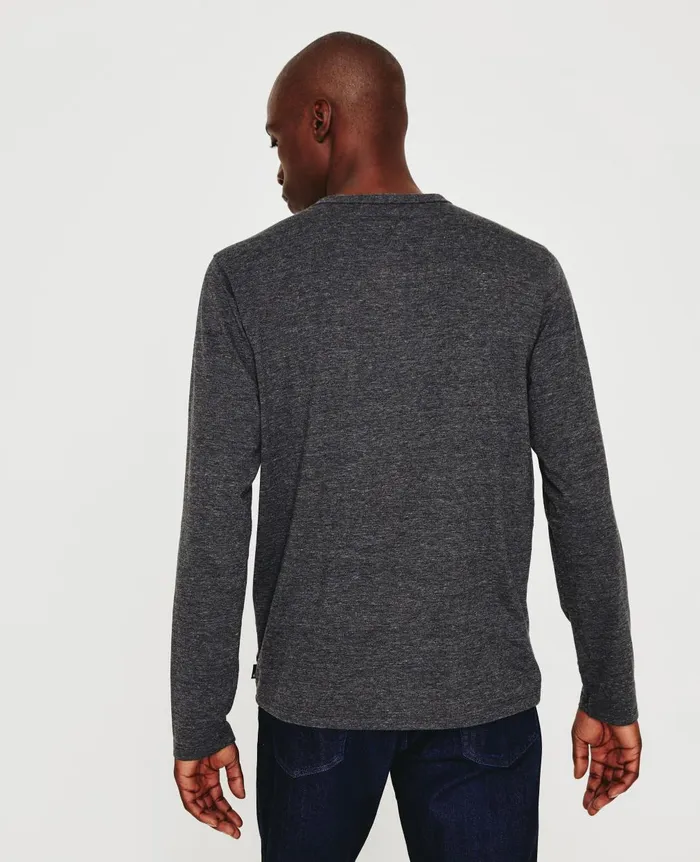 Bryce Long Sleeve Henley Heather Charcoal Men AG Jeans Tees Bryce Long Sleeve Henley Heather Charcoal Men AG Jeans Tees