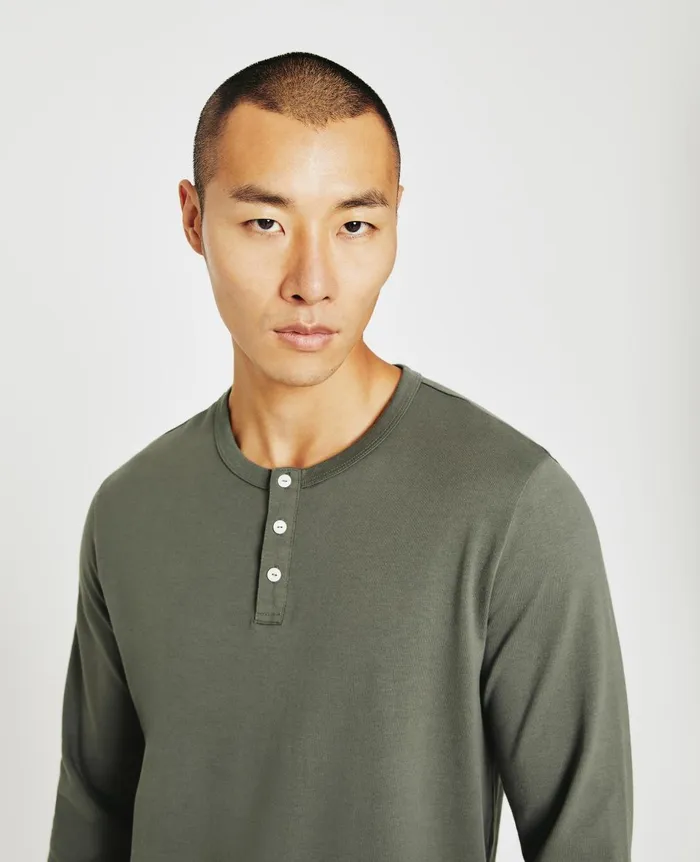 Bryce Long Sleeve Henley Hunter Sage Men AG Jeans Tees