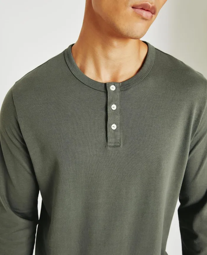 Bryce Long Sleeve Henley Hunter Sage Men AG Jeans Tees Bryce Long Sleeve Henley Hunter Sage Men AG Jeans Tees