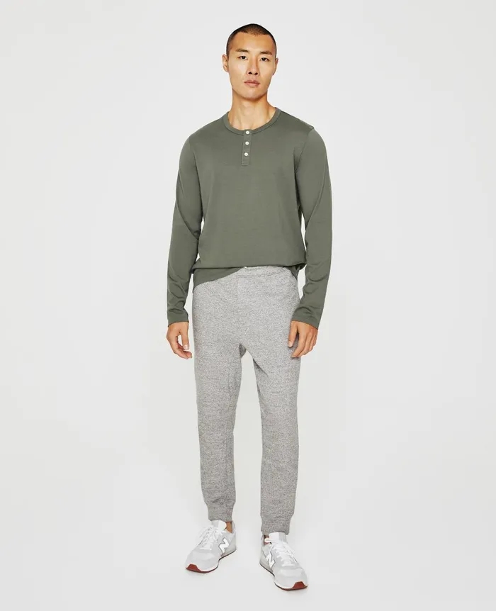 Bryce Long Sleeve Henley Hunter Sage Men AG Jeans Tees Bryce Long Sleeve Henley Hunter Sage Men AG Jeans Tees