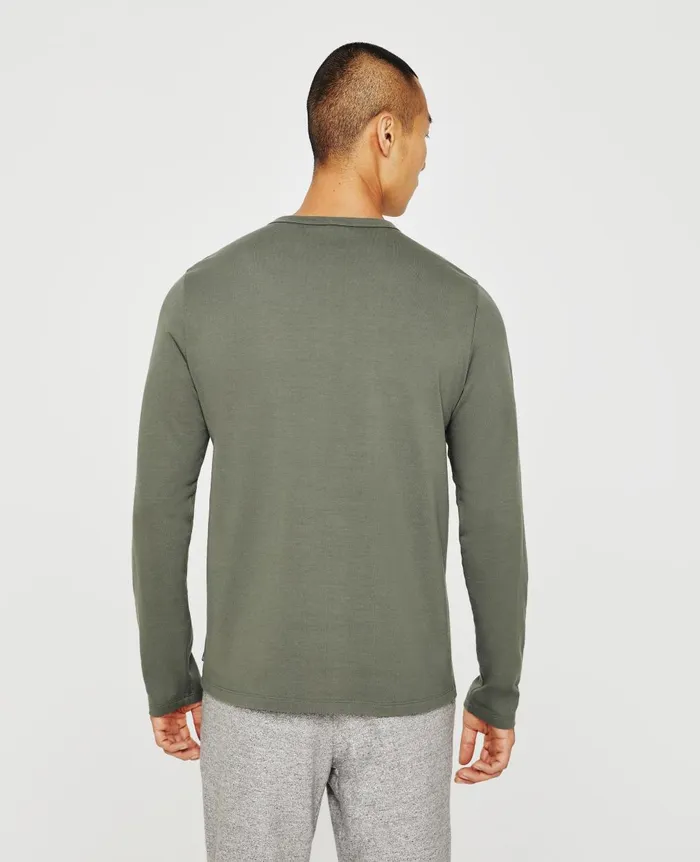 Bryce Long Sleeve Henley Hunter Sage Men AG Jeans Tees Bryce Long Sleeve Henley Hunter Sage Men AG Jeans Tees