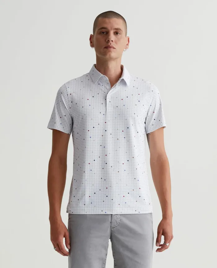 Bryce Polo City Grid Light Grey Multi Men AG Jeans Polos