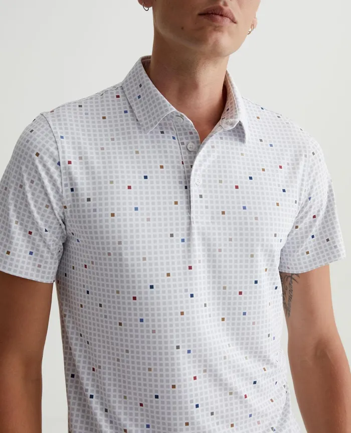 Bryce Polo City Grid Light Grey Multi Men AG Jeans Polos Bryce Polo City Grid Light Grey Multi Men AG Jeans Polos