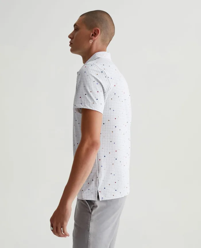 Bryce Polo City Grid Light Grey Multi Men AG Jeans Polos Bryce Polo City Grid Light Grey Multi Men AG Jeans Polos