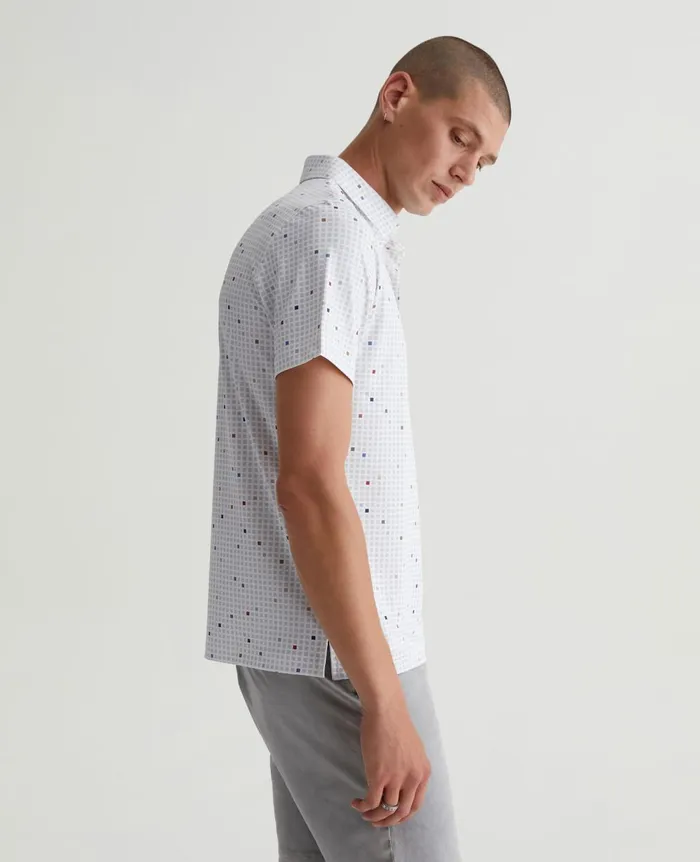 Bryce Polo City Grid Light Grey Multi Men AG Jeans Polos Bryce Polo City Grid Light Grey Multi Men AG Jeans Polos
