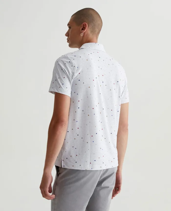Bryce Polo City Grid Light Grey Multi Men AG Jeans Polos Bryce Polo City Grid Light Grey Multi Men AG Jeans Polos