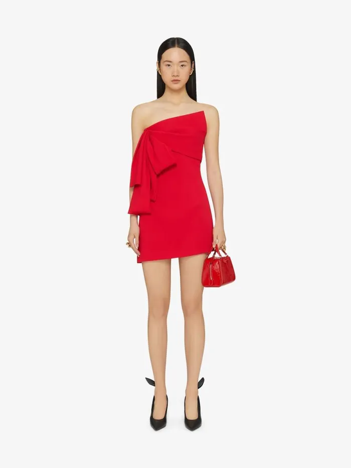 Bustier Dress In Sable Stretch With Oversized Bow Vermillon Women Givenchy Dresses