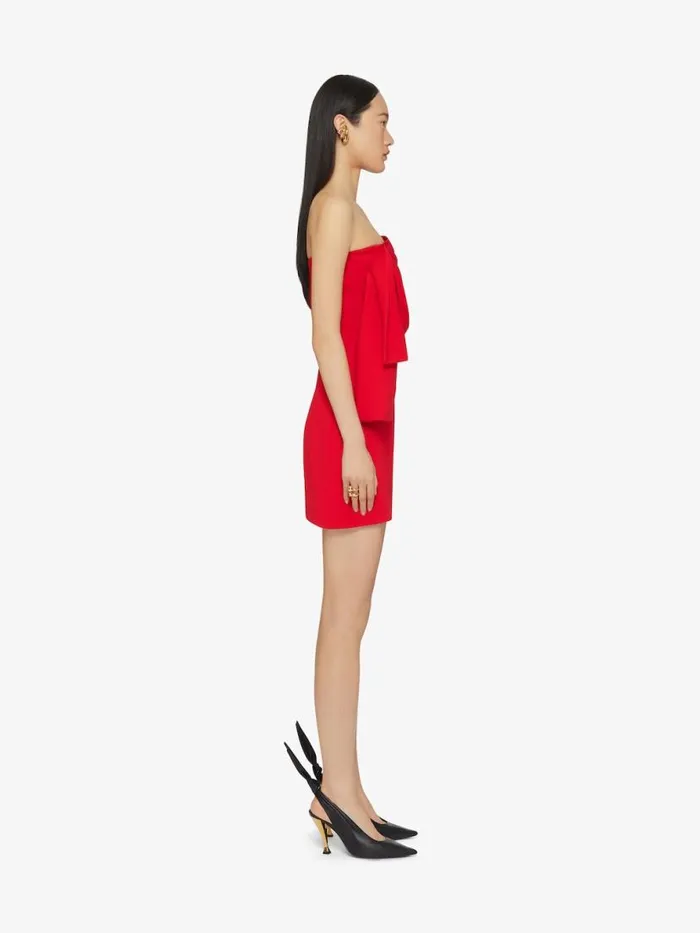 Bustier Dress In Sable Stretch With Oversized Bow Vermillon Women Givenchy Dresses