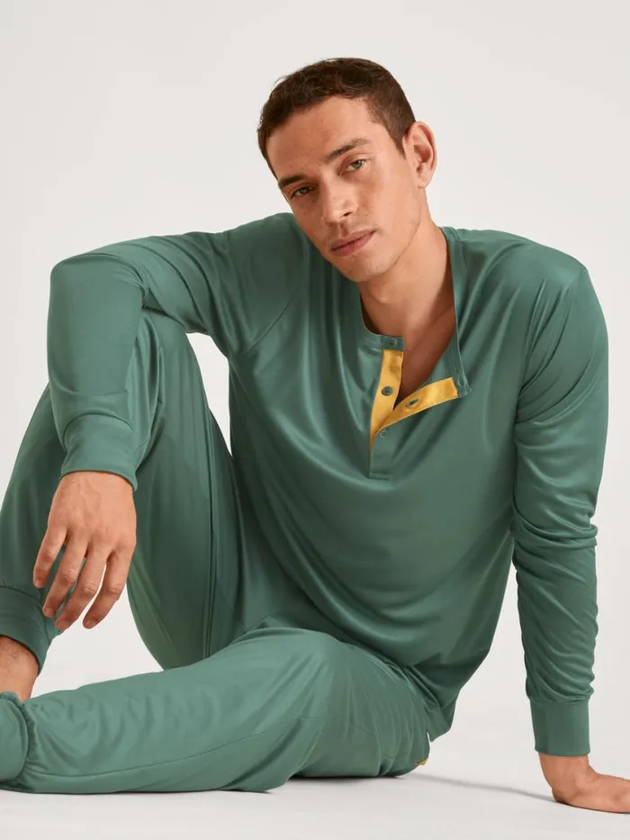 CALIDA Pyjama Pants Men Pants With Cuffs Cradle To Cradle Certified Dark Glen