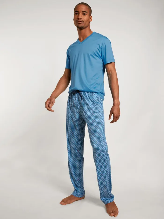CALIDA Pyjama Tops Men Shirt Short Sleeve Azurit Blue