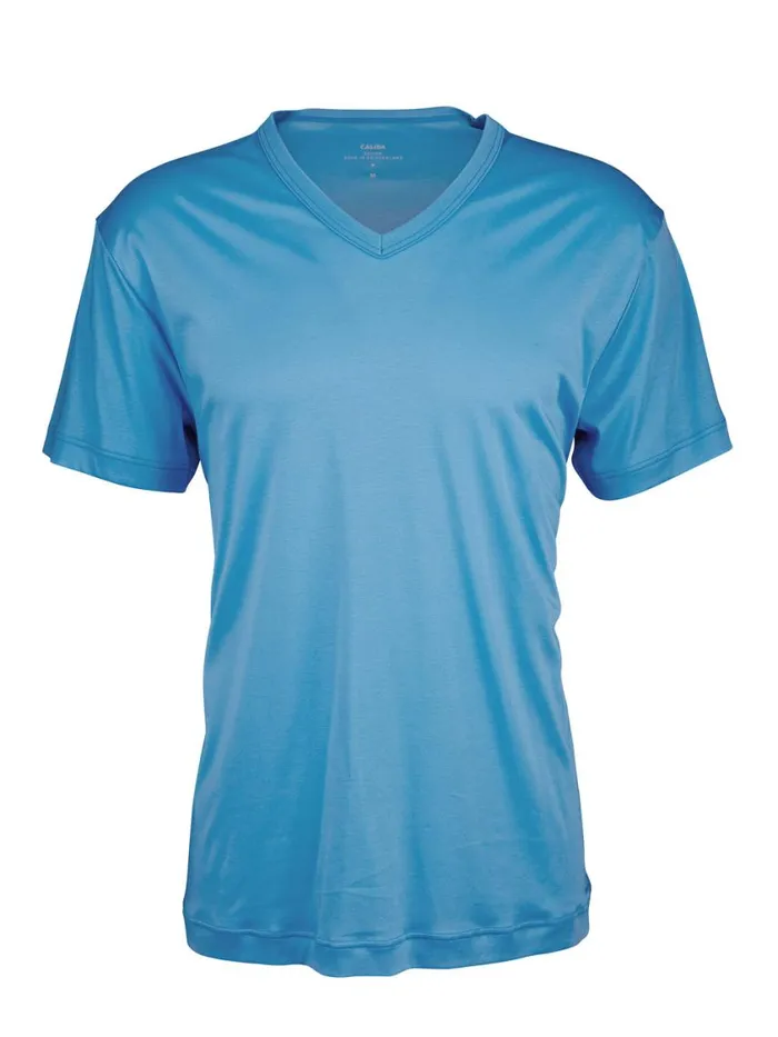 CALIDA Pyjama Tops Men Shirt Short Sleeve Azurit Blue