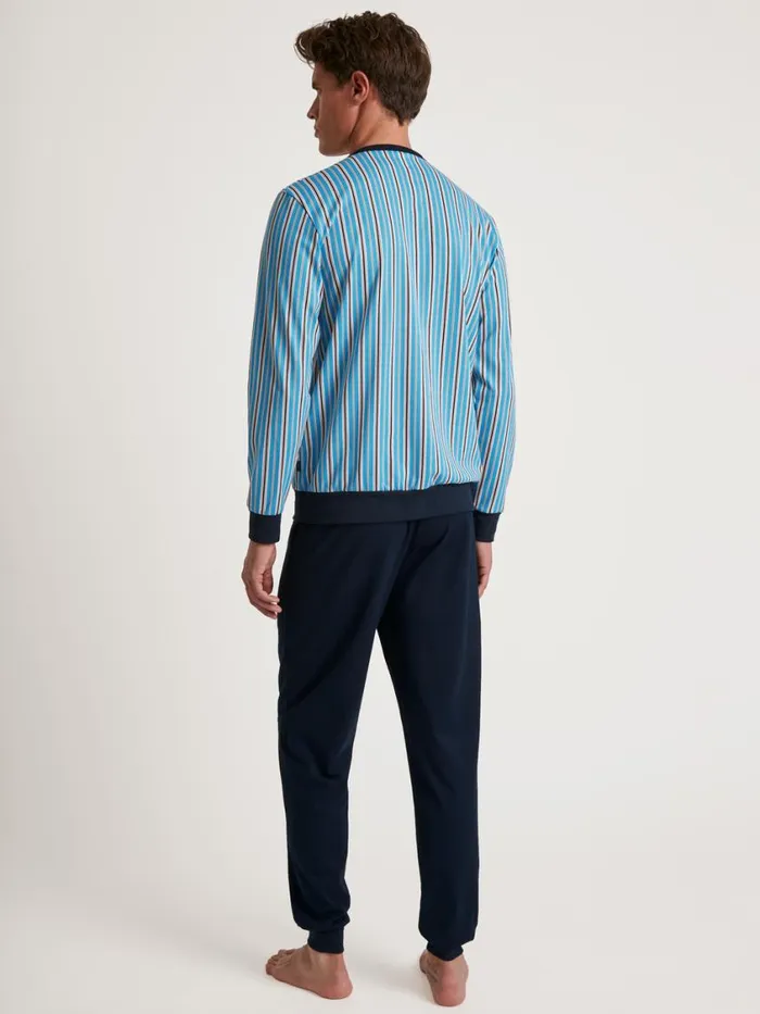 CALIDA Pyjamas Men Pyjama With Cuff Dolphin Blue