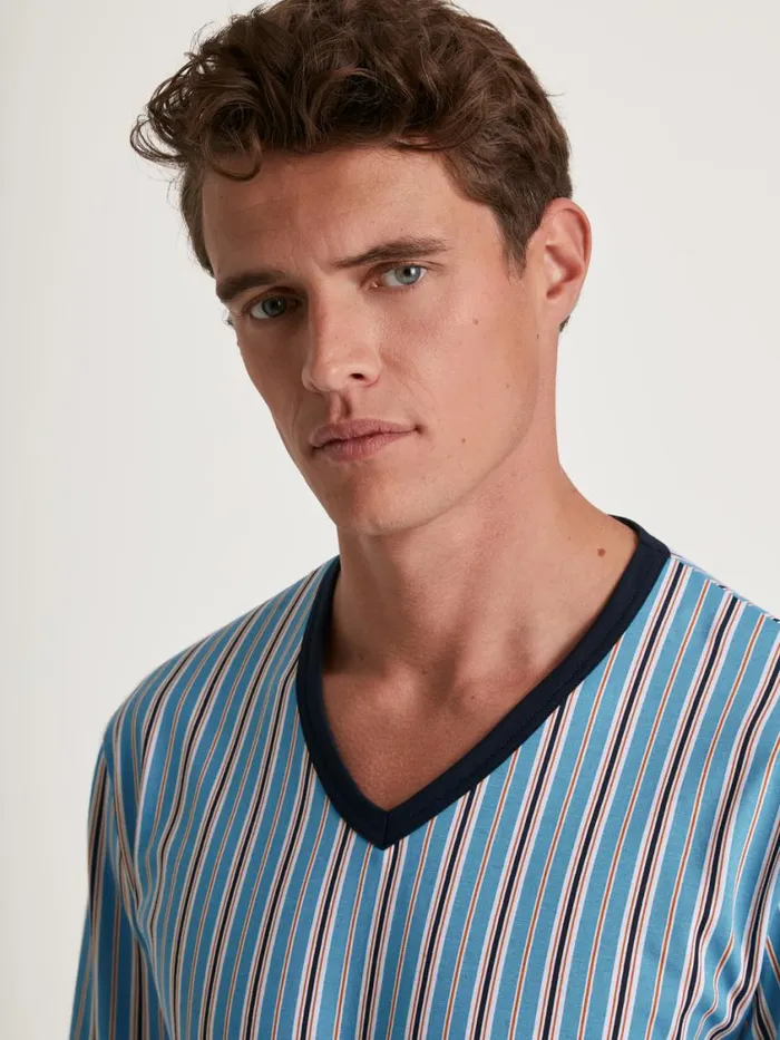 CALIDA Pyjamas Men Pyjama With Cuff Dolphin Blue