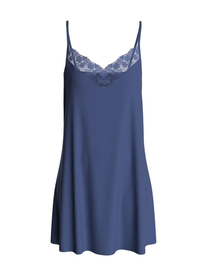 CALIDA Show All Women Nightdress With Spaghetti Straps Length 85cm Marine Water Blue