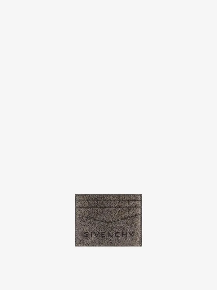 Card Holder In Crackled Leather Blackgrey Men Givenchy Wallets and Card Holders